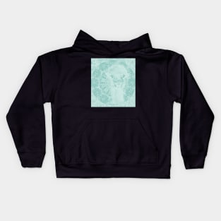 Happy Ghostly alpaca and mandala in Limpet Shell Blue Kids Hoodie